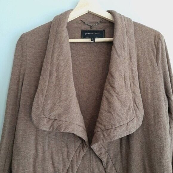 BCBGMAXAZRIA Open Front Cardigan Jacket Brown Sz XXS Flawed - Picture 3 of 11